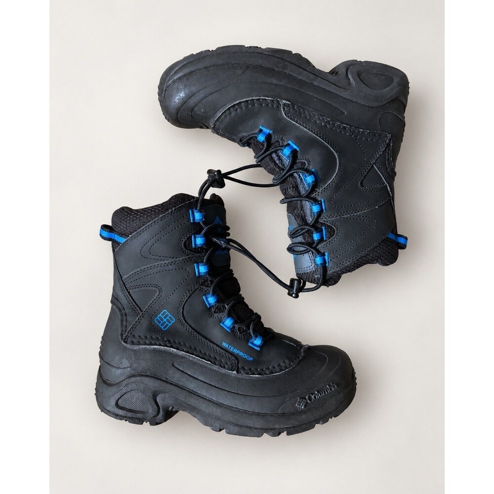 Columbia Youth Waterproof Winter Snow Boots Black Blue Size 3 Kids